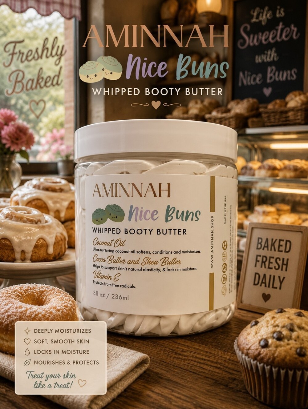 Aminnah Nice Buns Whipped Booty Butter 8oz